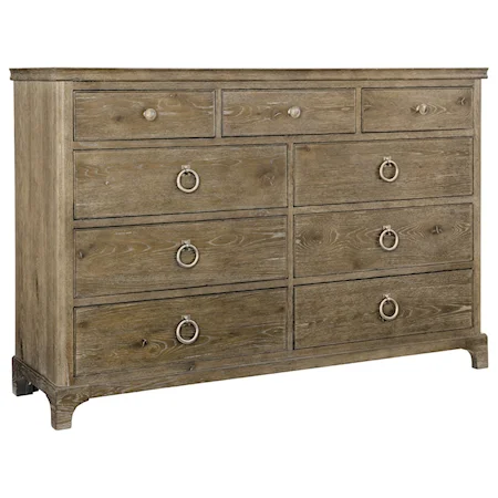 Rustic 9-Drawer Dresser with Adjustable Glides